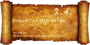 Komjáti Alfréda névjegykártya